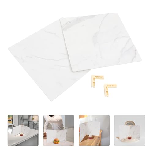 DOITOOL 2pcs 40x40cm Mini PVC White Marble Photography Backdrops for Product and Food Photography, Reusable Photo Background Boards for Cosmetics and Baking Flat Lay