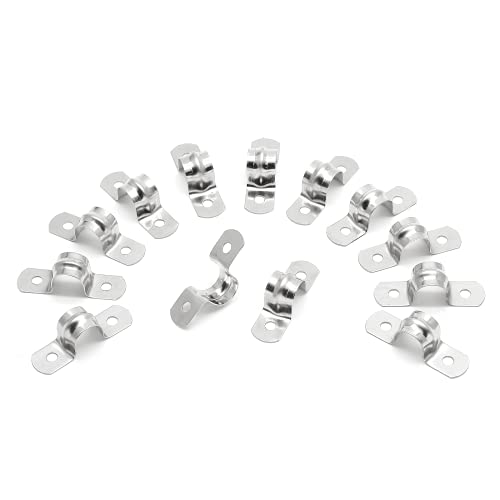 30Pcs 1/2 Inch Stainless Steel Conduit Clamps, Two Hole Strap U Bracket Rigid Pipe Strap Metal U Clamp Conduit Strap Tension Clips U-tube Clamp Heavy Duty - size: 1/2" / 12.7mm