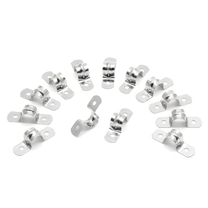 30Pcs 1/2 Inch Stainless Steel Conduit Clamps, Two Hole Strap U Bracket Rigid Pipe Strap Metal U Clamp Conduit Strap Tension Clips U-tube Clamp Heavy Duty - size: 1/2" / 12.7mm