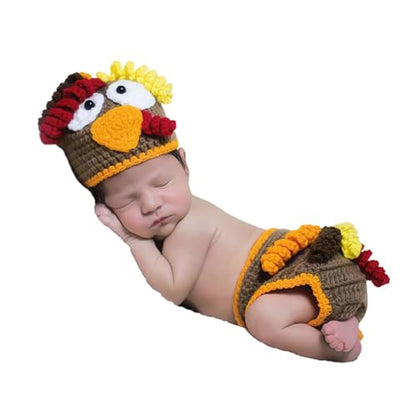 Christmas Newborn Baby Photography Props Outfits Halloween Turkey Hat Short Hat ﻿Pants Set Infant Baby Boy Girl Photoshoot ﻿