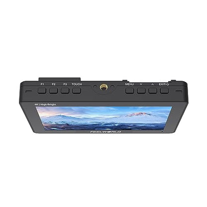 FEELWORLD F6 Pro +NP-F970 Battery, Charger, Storage Case kit, 5.5 Inch 4K HDMI Touch Screen On-Camera Monitor 1600nits High Bright FHD 1920x1080 Filed Monitor with F970 External Install and Power kit
