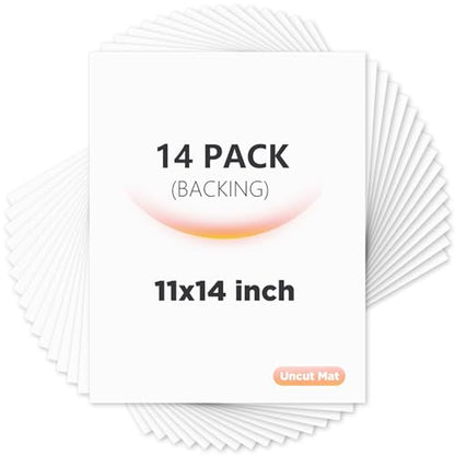 Egofine 14 Pack Mat Board, 11x14 Backing Board, Acid Free White Uncut Mat Board for Photos, Pictures, Frames, Artworks and Paints - color: White-11"x14" Pack of 14 Uncut Mat Board