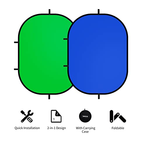 Selens 59x39.3 inches Green Screen Backdrop for Photography, 2-in-1 Collapsible Backdrop with Carry Bag for YouTube Videos Photo Studio Props - color: Green Blue, size: 39 x 59 inches