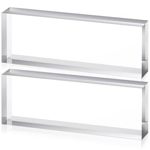 Yousoontic 2 Pcs Clear Acrylic Blocks for Display Blank Name Plate Block Cube Display Stand for Wedding Props Photography Scrapbooking Crafts (3 x 9 x 1.125 Inch) - size: 3 x 9 x 1.125 Inch