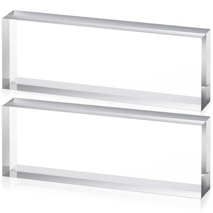 Yousoontic 2 Pcs Clear Acrylic Blocks for Display Blank Name Plate Block Cube Display Stand for Wedding Props Photography Scrapbooking Crafts (3 x 9 x 1.125 Inch) - size: 3 x 9 x 1.125 Inch