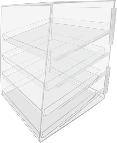 Pastry Display Case 4 Tier Commercial Countertop Bakery Display Case Acrylic Display Box with Rear Door Access & Removable Shelves Keep Fresh for Donut Bagels Cake Cookie by Marketing Holders - size: Pastry Cabinet 4 Trays