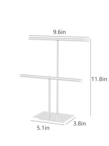 Acrylic Jewelry Necklace Organizer Holder for Women, Bracelet Display Stand for Vendors, Clear Storage Hanger for Small Necklace, Jewelry Hanging Tree Stand for Selling (2 Tier) - style: 2 Tier