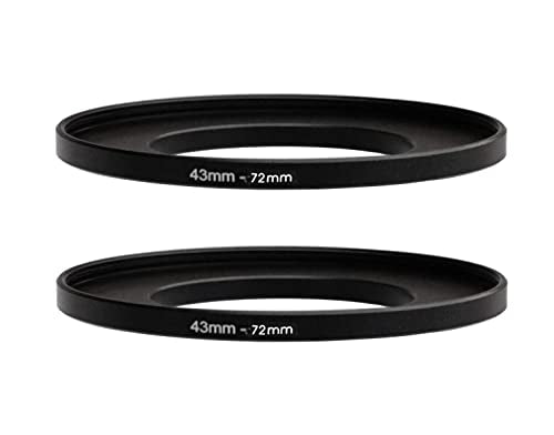 (2 Pcs) 43-72MM Step Up Ring Adapter, 43mm to 67mm Filter Ring, 43 mm Male 72 mm Female Stepping Up Ring for DSLR Camera Lens and ND UV CPL Infrared Filters - size: 43-72mm