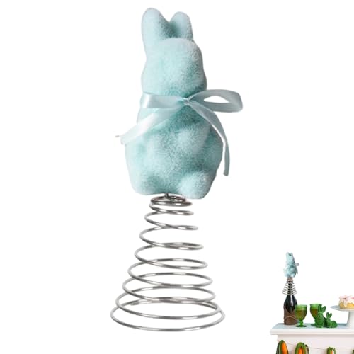 Bunny Tree Topper,Spring Festival Moss Rabbit Ornament - Flocking Bunny Topper,for Home Farmhouse Party Mantel Cabinet Porch Basket Gathering Celebration - color: Blue