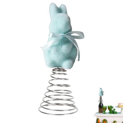 Bunny Tree Topper,Spring Festival Moss Rabbit Ornament - Flocking Bunny Topper,for Home Farmhouse Party Mantel Cabinet Porch Basket Gathering Celebration - color: Blue