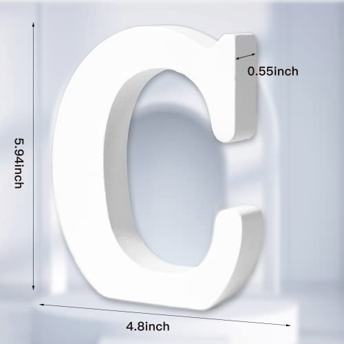 AOCEAN 6 Inch White Wood Letters - Unfinished Wood Letters for Wall Christmas Decor Standing Letters Slices Sign Board Decoration for Xmas Home Party Projects (C) - style: C
