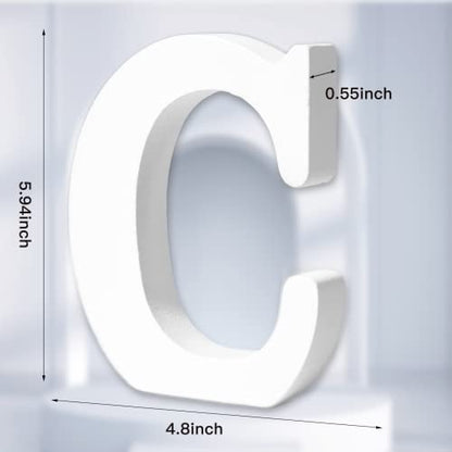 AOCEAN 6 Inch White Wood Letters - Unfinished Wood Letters for Wall Christmas Decor Standing Letters Slices Sign Board Decoration for Xmas Home Party Projects (C) - style: C