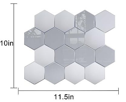 New Upgrade Premium Hexagon Peel and Stick Tile Backsplash，Matte Grey Waterproof Stick on Backsplash, Self-Adhesive Marble Tiles for Kitchen,Bathroom and Bedroom，10-Sheet. - color: Matte and Glossy Grey