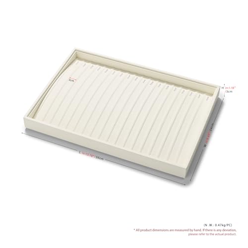 18 Slots Microfiber Necklace Bracelet Tray Jewelry Tray Necklace Bracelet Holder Organizer (White) - color: Beige, size: 18 Slot