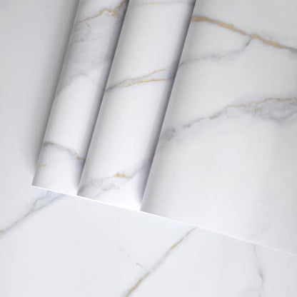 BAYYA Faux Marble Contact Paper Waterproof Countertop Peel and Stick Wallpaper 31.5"x394" White Gold Grey Kitchen Counter Top Wrap Vinyl Countertop Covers Self Adhesive Covering for Desk Table Wall - color: White, size: 31.5" x 394"