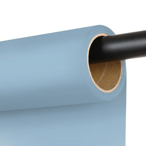Seamless Photography Background Paper Roll, Blue Photo Paper Backdrop for Photography, Video and Streaming (Sky Blue, 107" x32') - color: Sky Blue, size: 107" x32'
