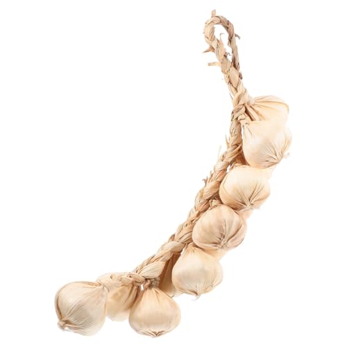 Cabilock Versatile Decorative Garlic Hanging Strings Realistic Fake Garlic Braid with Built Hanging Rope for Home Decor Photography Props and Lifelike Kitchen Decoration Garlic