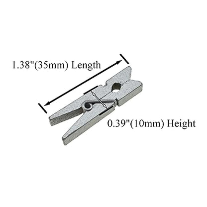 HAHIYO Silver Wooden Clothes Pins Clothespins Small Do NOT Fall Apart 1.38 inches Length 50 Pack Sturdy Strong Springs No Rust No Discoloration for Laundry Bathroom DIY Craft Photos Food Opened Bags - size: Silver 1.38 inches 50 Pack