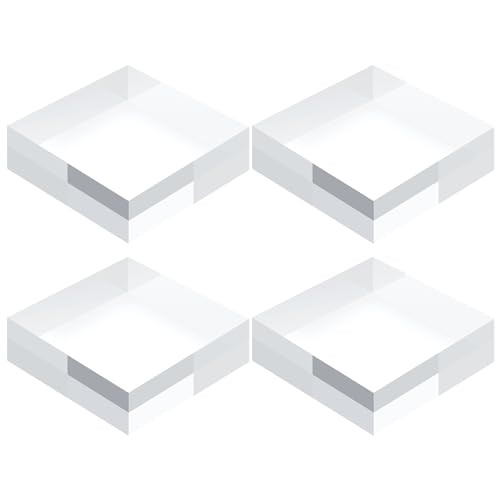 4 Pcs Acrylic Base Stand, 3*3*1 Inch Acrylic Blocks for Display Square Cube Riser Display Pedestal Stands Clear Polished Cubes Holder for Jewelry Perfume Ring Collection Props Cake - size: 7.6*7.6*2.5CM