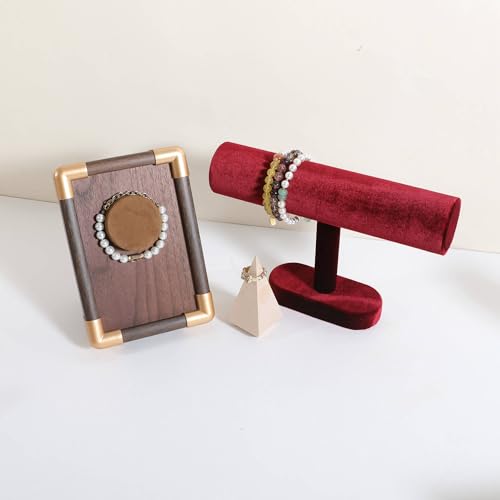 Bracelet T Bar Display for Selling, Wahtch Stand Jewelry Display, Velvet Bangle Holder Organizer【Red】 - color: Red