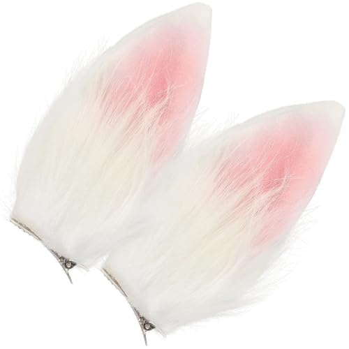 2pc Women Bunny Rabbit Ear for Easter Halloween Cosplay Costume Prop Hair Accessories s (White, Onesize)