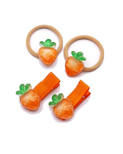 Baby Girls Carrot Hair Clips Pin Easter Bunny HairClips Carrot Hair Barrettes Pin JHE27 (4 Pcs-Set B) - color: 4 Pcs-Set B