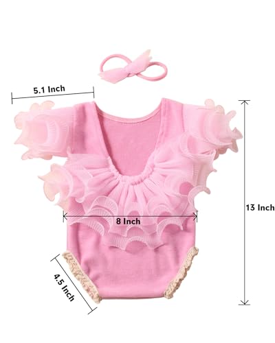 Newborn Photography Outfits Girl Baby Photo Tutu Dress Newborn Photoshoot Romper Baby Picture Lace Outfit - color: Pink1