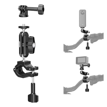 Neewer Action Camera Pole Mount with Two 360° Ball Heads 1/4" Screw Action Camera Adapter, Holder Clamp for Motorcycle Bike Handlebar, Compatible with GoPro Hero13 12 11 10 9 Max360 Insta360 DJI Osmo - style: GP-10