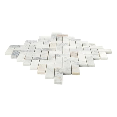 MSI Arabescato Venato White 1 in. x 2 in. Herringbone Honed Marble Mesh Mounted Mosaic Tile for Bathroom, Kitchen Backsplash, Accent Wall Tile, and Shower Wall Tile - color: Arabescato White, size: CASE