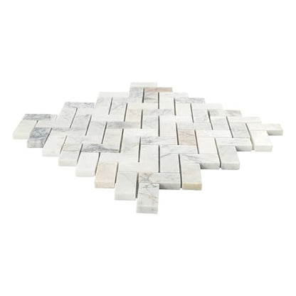 MSI Arabescato Venato White 1 in. x 2 in. Herringbone Honed Marble Mesh Mounted Mosaic Tile for Bathroom, Kitchen Backsplash, Accent Wall Tile, and Shower Wall Tile - color: Arabescato White, size: CASE