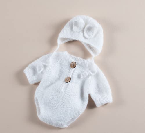 Newborn Baby Bunny Rabbit Crochet Knitted Photography Props Newborn Baby Outfits Diaper Costume - color: Pure White