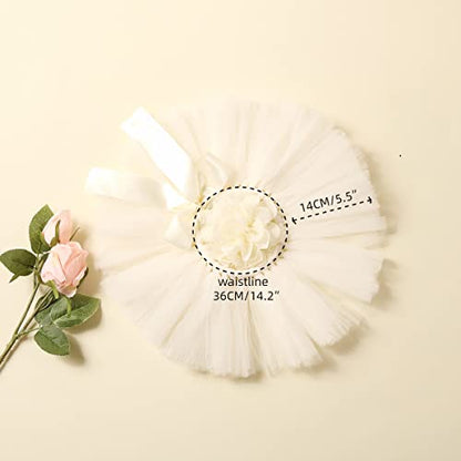 Ylsteed Newborn Girls Photography Prop Infant Tutu Skirt Newborn Lace Tulle Skirt Girl Photo Shoot Outfits Infant Princess Costume Clothes Photo Props-Beige - color: Beige