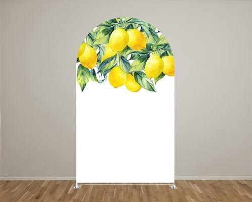 Mediterranean Lemon Arch Backdrop Cover for Porcelain Parties Decorations Double-Sided Arched Stand Covers Background Birthday Banquet Banner - color: Gx-1515, size: Customized Size