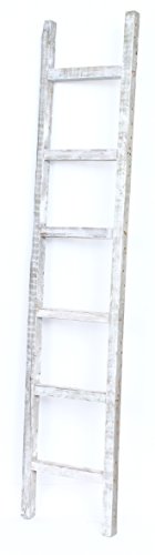 BarnwoodUSA Rustic Farmhouse Decorative Ladder - Our 6 ft Ladder can be Mounted Horizontally or Vertically and is Crafted from Upcycled Wood | No Assembly Required | White - color: White Wash, size: 72"H x 15"W x 1.63"D