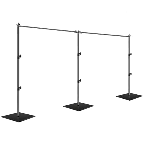 EMART 7x20ft(HxW) Photography Backdrop Stand for Parties, Adjustable Pipe and Drape Background Support Frame Kit with Heavy Duty Metal Steel Base, Photo Back Drop Holder for Birthday Wedding - Black - size: 7×20ft