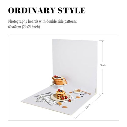 2 PCS Boards Photo Backdrop for Flat Lay, Food Photography Background 24x24 Inch, White Marble Subway Tile Tabletop Backdrop Board BEIYANG - color: Marble+Subway Tile
