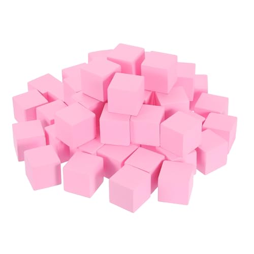 uxcell 100Pcs Wood Blocks for Crafts, 1 Inch Unfinished Wooden Cube Pine Wood Square Block for DIY Craft Projects, Pink - color: Pink, size: 1"