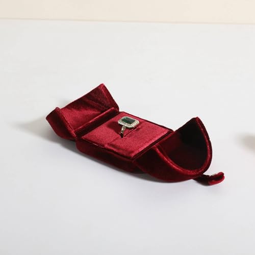 Red Velvet Jewelry Organizer Box, Soft Lined Jewelry Display Holder with Luxury Design, Elegant Jewelry Display Case for Women【Ring Storage, Red】 - color: Red