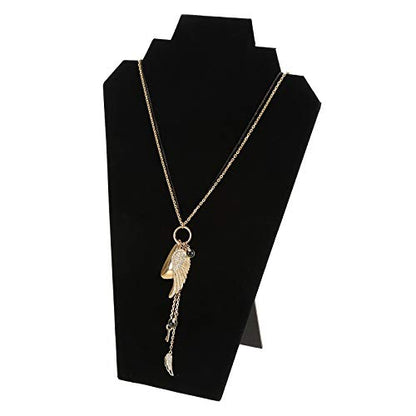Foraineam 9 Pack Necklace Display 12.5 Inches Black Velvet Jewelry Easel Display Holder Pendants Chains Showcase Organizer Stand