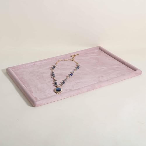 Gemehou velvet Jewerly display tray, Top Microfiber Jewelry storage organizer plate, Empty Jewelry showcase tray for Necklace Bracelet Ring Earring Watch (Pink-Large, 17.7 x 11.8 in) - color: Pink, size: Large