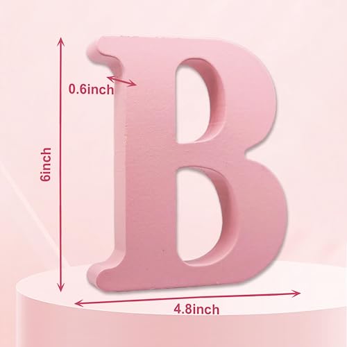 AOCEAN 6 Inch Pink Wood Letters Unfinished Wooden Letters for Wall MAGA Decorative Standing Letters Slices Sign Board for Crafts Christmas Decoration Home Party Projects (B) - style: B