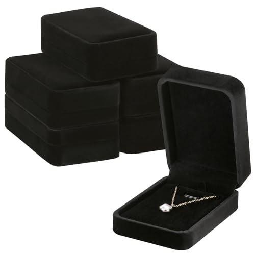 LETURE 6 Pieces Velvet Jewelry Gift Boxes for Necklace Pendant Bracelet Ring Earring, Jewelry Storage Display Case for Christmas Wedding Engagement Birthday Anniversary (Pendant Box STYLE-6PCS) - color: Pendant Box STYLE-6PCS