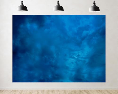 Trykid 10x8ft Deep Blue Cloudy Texture Backdrop Moody Atmospheric Gradient Surface Photography Background Mysterious Style Tapestry Party Decoration Photo Studio Prop Fabric - size: 10x8ft