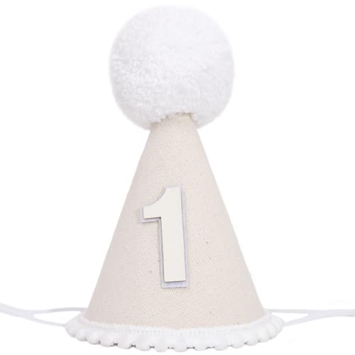 Boho First Birthday Hat-Natural 1st Birthday Boho Decorations,One Birthday Costume Headwear,Cake Smash Photo Prop - color: White