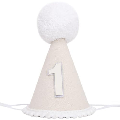 Boho First Birthday Hat-Natural 1st Birthday Boho Decorations,One Birthday Costume Headwear,Cake Smash Photo Prop - color: White