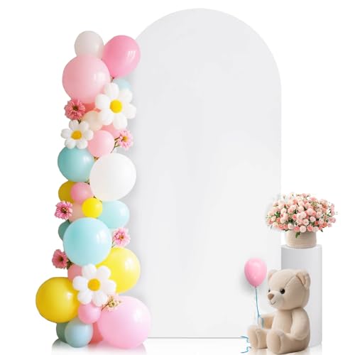 White Arch Covers 7.2 FT Arch Backdrop Cover Spandex Stretchy Wedding Arch Backdrop Stand Cover for Birthday Baby Shower Banquet Party Ceremony Background Decorations Double Sided (White, 7.2FT) - color: White, size: 7.2 ft