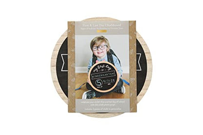 Kate & Milo Double Sided Back to School Board for Kids Girls Boys, My First and Last Day Chalkboard Sign, Preschool Kindergarten 1st Grade, Reusable Photo Prop for Pictures, Chalk Included - style: Wooden Round Chalkboard