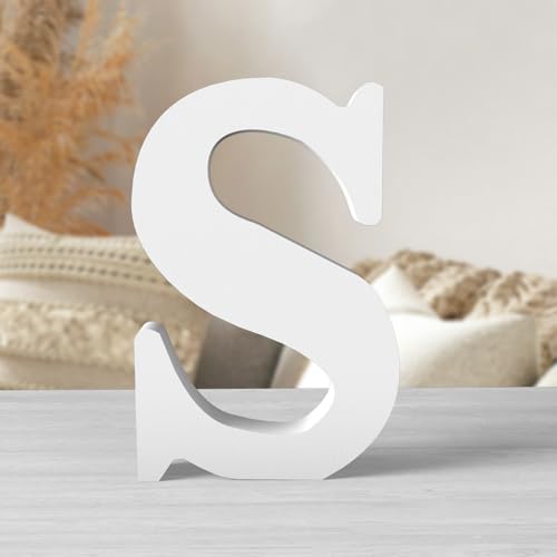 8 Inch White Wood Letters Unfinished Wood Letters for Wall Decor Decorative Standing Letters White Block Letters for wall Decoration for Craft Home Party Projects (S) - color: White-S, size: 8 inch