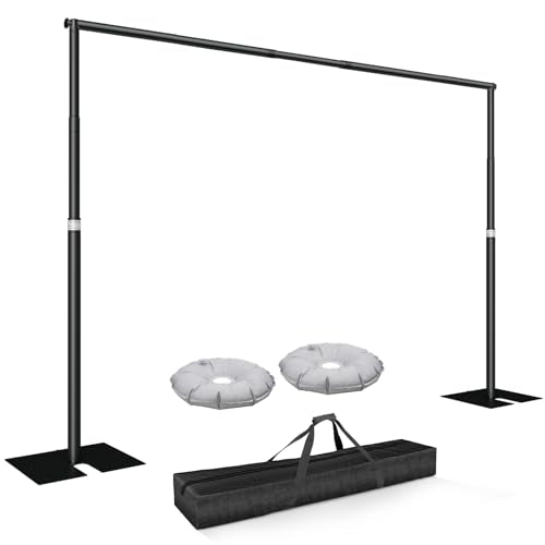 Pipe and Drape Backdrop Stand Kit 12x10ft, Heavy Duty Backdrop Stand, Adjustable Metal Background Stand Backdrop for Parties Wedding Birthday Decoration Photography Photo Booth - color: Black, size: 12x10ft