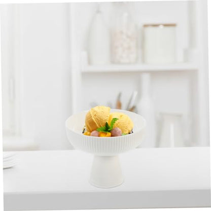 ABOOFAN Nordic Style Ceramic Dessert Bowl White Multi Function Food Serving Bowl for Ice Cream Fruit Salad Creative Design for Parties Family Gatherings Restaurants Photo Props